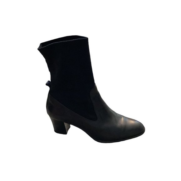 PAUL GREEN Women's Black Leather Almond Toe Block Heel Boots-Size 6 - Picture 12 of 16
